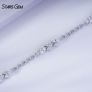 Starsgem 1.2ct 1.8mm Round Brilliant Cut Lab Grown Diamond 18K <b>White</b> Gold Unisex Trendy <b>Bracelet</b> - Product Image 3
