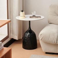 Table basse ronde en marbre de style italien, populaire sur Internet, pour petit appartement, luxe léger, couleur crème