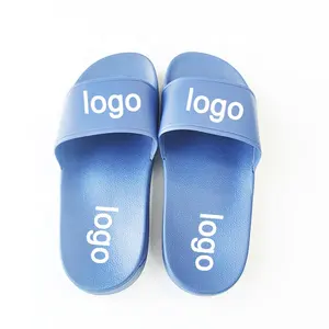 High-quality Customized Slippers Beach Air Cushion Slides Sandals 3D Rubber PVC Custom Logo Navy Blue Slides for Germany