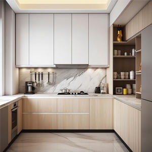 Muebles de cocina modulares hechos en China de diseño libre gabinetes de cocina negros modernos de madera con 18 años de fábrica - Product Image 1