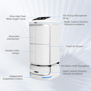 Robot de livraison hôtelier personnalisé avec double compartiment de stockage, navigation <span class=keywords><strong>autonome</strong></span> et système de service intelligent connecté IoT - Product Image 2