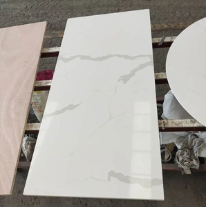 Modern White <b>Artificial</b> <b>Stone</b> Slabs Jumbo Size Quartz Table Top Calacatta Gold Countertop For Apartment - Product Image 1