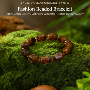 Fashion <b>Beaded</b> <b>Bracelet</b> 316L Stainless Steel PVD <b>Gold</b> Plating Sustainable Resistant Jewelry Accessory - Product Image 3