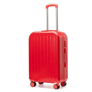 Red 20-Inch <b>Suitcase</b> With Lock Zipper Closure Durable Spinner <b>Wheels</b> For Women Leisure Travel - Product Image 4