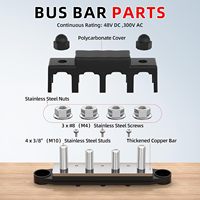 Barre omnibus 12V 250A, bloc de distribution d'alimentation, barre omnibus marine avec 4 x goujons de borne M10 (3/8 po) et 3 x # 8 vissergies positives et négatives
