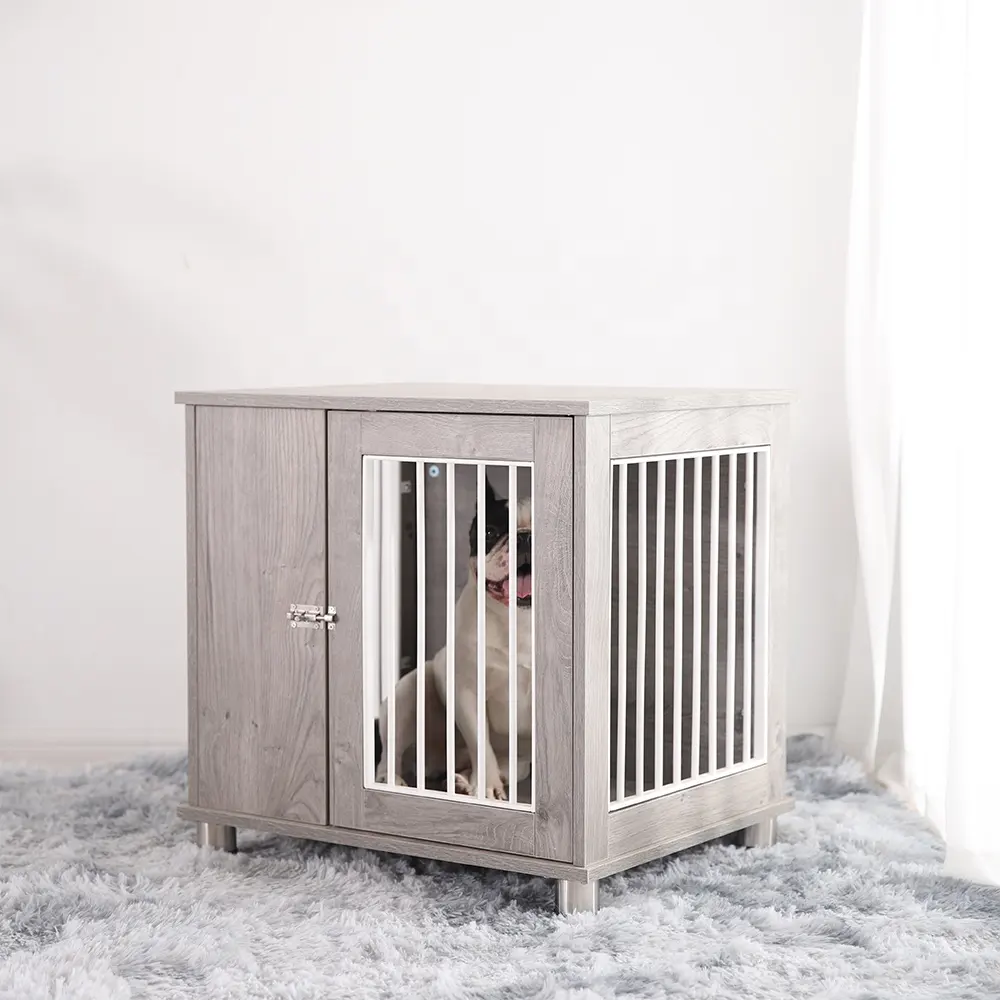 Venda quente 2 Em 1 Pet Móveis Interior Madeira Maciça Decorativa Armário Kennel Casa Gaiola De Madeira Pet Dog Crate