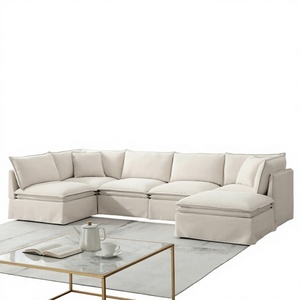 Sofá Modular Moderno de Tela, Conjunto de Salón Tapizado, Sofá Esquinero Relleno de Esponja para Sala de Estar, Apartamento, Villa - Product Image 4