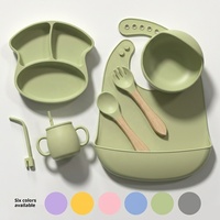 Ensembles de vaisselle pour bébé de qualité alimentaire OEM personnalisés, ensembles de repas écologiques pour enfants, bol, assiette, sans BPA, ensemble d'assiettes en silicone pour bébé
