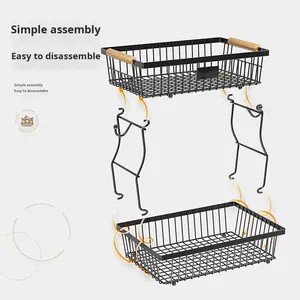 <span class=keywords><strong>Panier</strong></span> <span class=keywords><strong>à</strong></span> <span class=keywords><strong>fruits</strong></span> <span class=keywords><strong>à</strong></span> 2 niveaux en fer pour la maison, la cuisine, la table, organisateur de <span class=keywords><strong>fruits</strong></span>, <span class=keywords><strong>panier</strong></span> de rangement pour légumes et aliments avec poignée en bois - Product Image 3