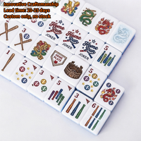 Jeu de Mahjong miniature personnalisé et mignon, en acrylique, sur le thème du baseball, avec tuiles de Mahjong américaines gravées, pour les voyages