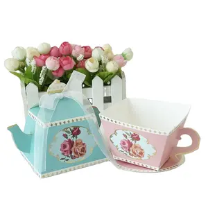 最新设计的茶杯礼品盒婚礼纸糖果盒为客人