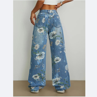 Nouveau Jean Décontracté Femme 2026 Style Américain Tendance Urbaine Coupe Droite Ample Imprimé Design Rétro