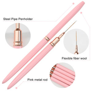 5 uds. Delineador de Gel rosa/Negro, juego de pinceles para decoración de uñas, dibujo de líneas ultrafinas, suministros protésicos para uñas - Product Image 5