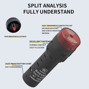 SHSNAO 闪光蜂鸣器 AD16-22SM 交流/直流 220V 多电压 IP55 等级 塑料 LED 声光报警器 带螺丝端子 - Product Image 6