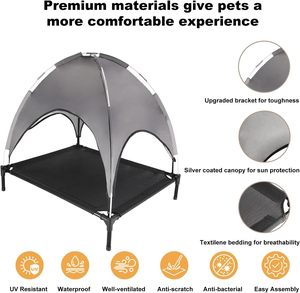 Elevato uso esterno cani letto alzato <span class=keywords><strong>lettino</strong></span> tenda con copertura parasole pieghevole <span class=keywords><strong>amaca</strong></span> per campeggio spiaggia - Product Image 6
