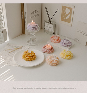 Wholesale Price Peony Flower Shaped Scented Paraffin Wax Candle Creative Atmosphere <b>Ornament</b> for Mother's Day & Birthdays - Product Image 4