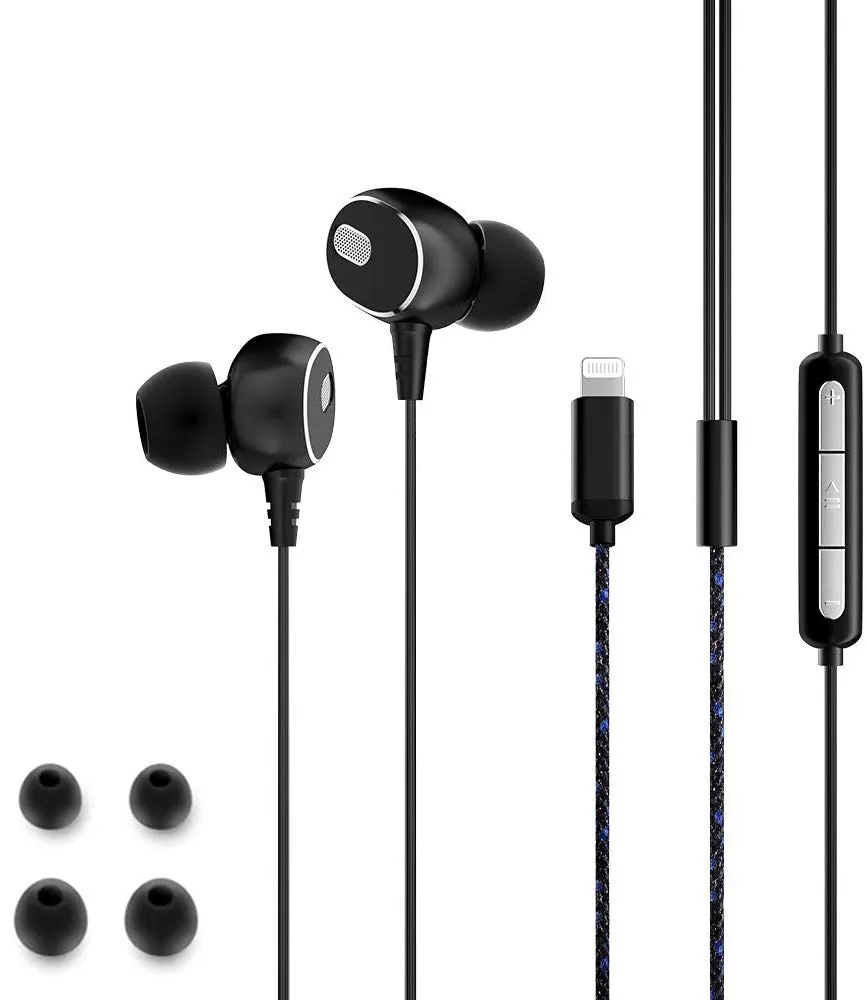 Black White Lighting Original Headphones Mfi Earbuds For Apple Iphone XS XR