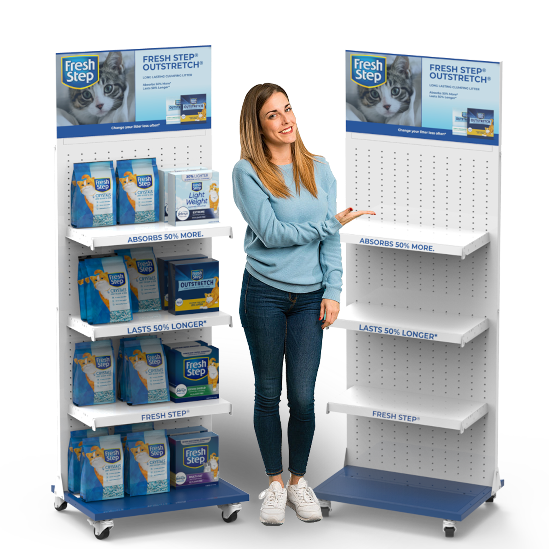 Apache Customized Modern Durable Metal Light Duty Floor Standing Pet Litter Hole Board Layer Display Rack Supermarket Retail Pet