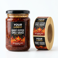 Étiquettes personnalisées pour sauce piquante, rouleaux de logos, autocollants adhésifs pour bocaux alimentaires, autocollants en vinyle imperméables pour bouteilles de sauce chili en verre