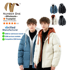 Logo personnalisé faux-deux pièces matelassé manteau d'hiver lâche épais chaud polaire rembourré à capuche pour adolescent enfants unisexe - Product Image 1