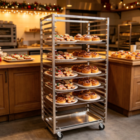 Oven Gas Rak Ganda dengan Sistem Udara Panas, Nampan Putar Otomatis, Layar LED, Bahan Stainless Steel, Aman untuk Makanan, Cocok untuk Restoran dan Industri Roti
