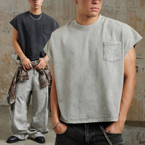 T-shirt vintage pour homme KingSen, coupe ample, manches courtes, respirant, logo brodé, style streetwear. - Product Image 1