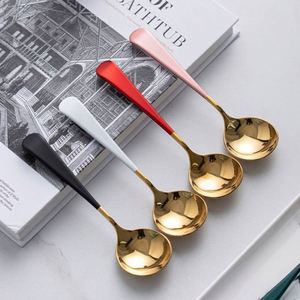 Hot Selling Colorful Handle Round <b>Spoon</b> Stainless Steel Round Head Soup <b>Spoon</b> Modern 304 Stainless Steel <b>Spoons</b> for Soup - Product Image 3