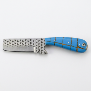 Couteau de cuisine miniature artisanal personnalisé avec manche en résine turquoise - Product Image 1