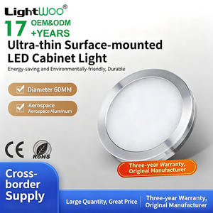 Lumière LED ultra-fine de 60 mm, 2 W, pour armoire, lumière douce, montage en surface, petite lumière ronde, pour armoire à vin, placard, vitrine, bibliothèque - Product Image 1