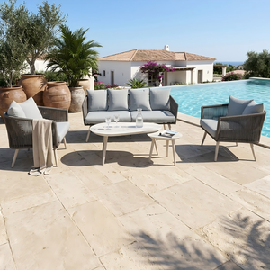 Conjunto de Sofás de Exterior de Aluminio Modernos Ourtyard Casual Spring Valley, Cojines Duraderos y Cómodos, Muebles de Exterior para 5 Personas - Product Image 3