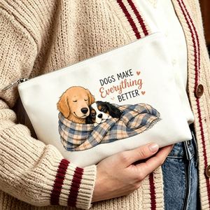 Pochette cosmétique à thème chiot avec fermeture éclair, trousse de toilette compacte de voyage, cadeau pour maman, filles, amoureux des chiens - Cadeau d'anniversaire - Product Image 6
