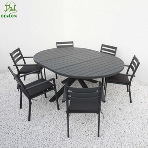 Patio moderno impermeabile in alluminio esterno 10 posti espandibile tavolo <span class=keywords><strong>da</strong></span> pranzo rotondo e sedie per <span class=keywords><strong>giardino</strong></span> - Product Image 5