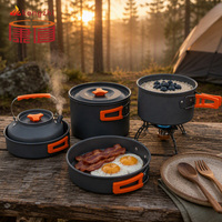 Ensemble de casseroles et poêles pliables pour le camping, en aluminium sablé avec revêtement antiadhésif, ustensiles de cuisine légers et portables pour la randonnée et le camping