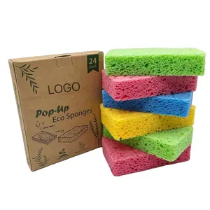 Natural Wood Pulp Cellulose Sponge Pop Up Colourful Multipurpose Cleaning Cellulose Sponge Sourcing Pad