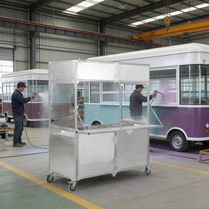 รถพ่วงขายอาหารแบบพับได้ ประหยัดพื้นที่ ทำจากสแตนเลส 4 ล้อ สำหรับขายกาแฟ ไอศกรีม ฮอทดอก ขนมหวาน ธุรกิจริมทาง - Product Image 5