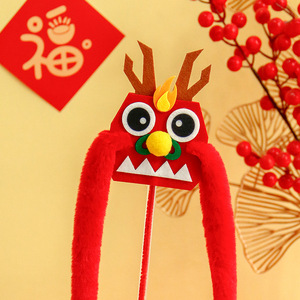 Xiduoyu Original Bâton de chatouillage Dragon Festif du Nouvel An avec tige extensible, jouet pour chat en fausse fourrure de lapin, jouet pour animaux de compagnie - Product Image 5