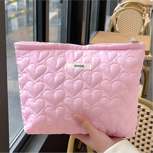 Sac de toilette <span class=keywords><strong>en</strong></span> papier matelassé pour femme, sac à cosmétiques, sac à maquillage, design personnalisé, logo imprimé, nœud floral, fermeture éclair douce - Product Image 3