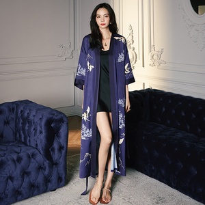 <span class=keywords><strong>Pijamas</strong></span> de Satén para Mujer, Talla Grande, Camisón de Manga Tres Cuartos, Bata de Dormir - Product Image 4