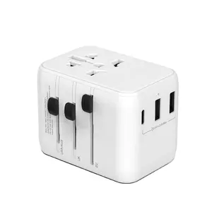 Worldplug Portable USB Type-C 20W PD Adaptador de enchufe Cargador rápido inalámbrico Adaptador de viaje internacional