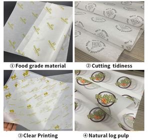 Papier d'emballage personnalisé avec logo, écologique, de qualité alimentaire, résistant à la graisse, imperméable, pour pain, papier à huile pour biscuits, sushis - Product Image 5