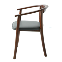 Fauteuil de salle à manger moderne avec coussin en cuir, chaise ronde classique en bois de hêtre, WD-1435