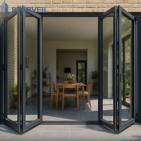 Porte coulissante de terrasse de restaurant en aluminium à double vitrage, design pour repas en plein air, avec cadre à rupture de pont thermique