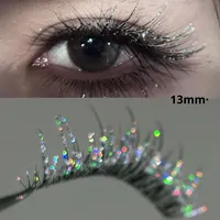 Faux cils en diamant brisé, effet 3D, faits à la main, avec bande complète, effet diamant d'eau, épais, pour soirée, paire de cils