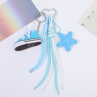 Trendy Niche Pendant Cartoon Mountaineering Rope Canvas Shoes Woven Rope Knot Heart Shape Color Changing Plastic Keychain Bag
