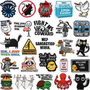 Nuevo parche termoadhesivo bordado con palabras divertidas, diseño de ganso, pato, gato, calavera, dinosaurio, para decoración de ropa, sombreros y bolsos - Product Image 4