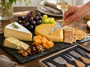 Ensemble de 6 pièces en bois pour servir le fromage : plateau de service, boîte et couteaux à découper – Vente en gros d'ustensiles de cuisine - Product Image 6