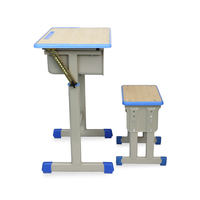 Ensemble de mobilier scolaire standard économique : bureau et chaise individuels réglables en métal pour salle de classe et bureau à domicile