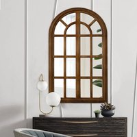 Espejo Decorativo Rústico de Madera Grande, Hecho a Mano, con Marco de Madera, Estilo Arco, para Montar en la Pared o de Pie, Decoración Rústica para el Hogar