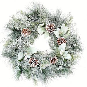 Aguja de 50Cm Cono de pino mixto Pe Oveja Spray Blanco Decoraciones navideñas Simulación Hoja de ciprés - Product Image 1