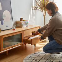 Meuble TV en bois massif Nordic Cloud, moderne, écologique, durable, pour salon, chambre, appartement, meubles de maison
